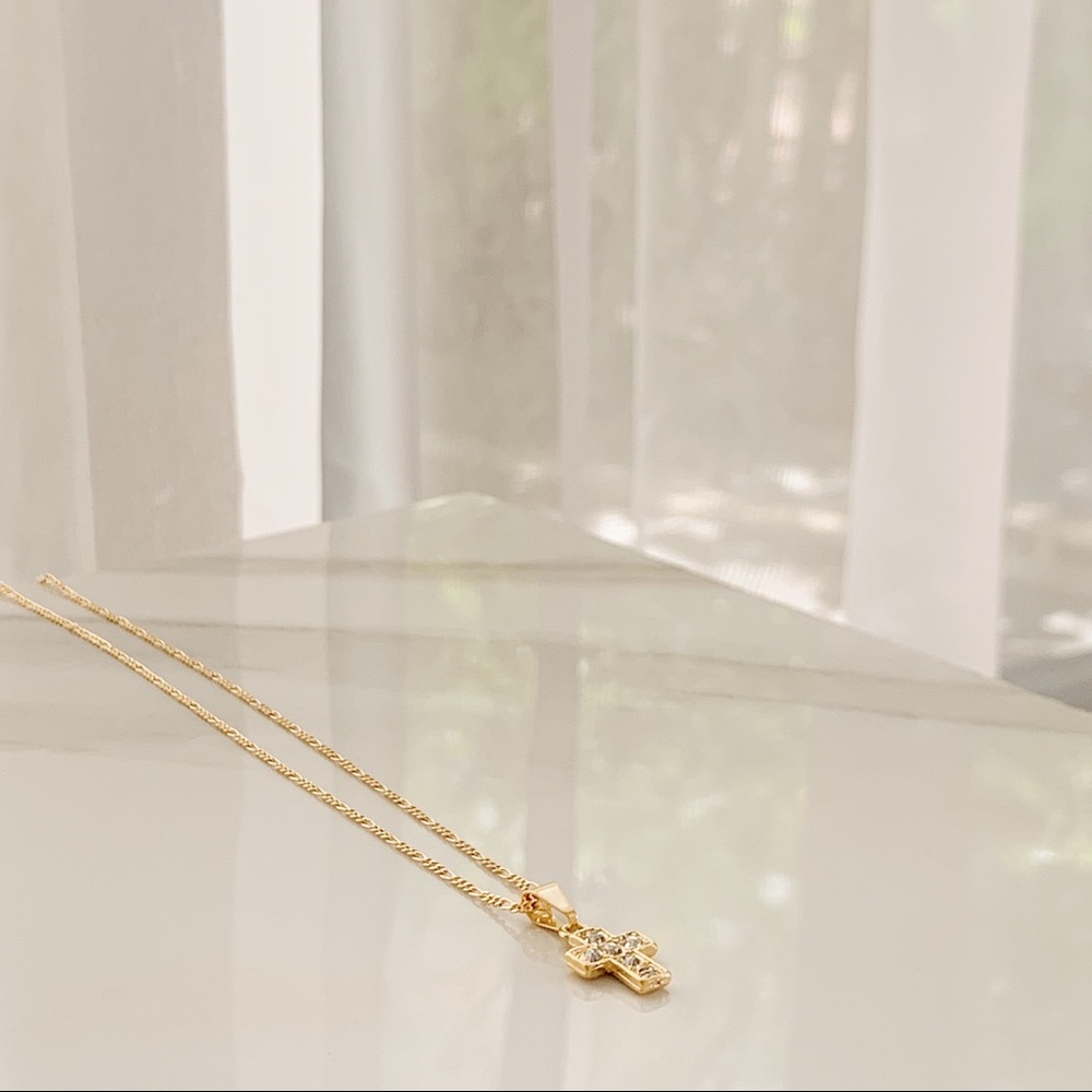 CZ Cross Necklace | 18k Gold Filled - Picture 2 of 5